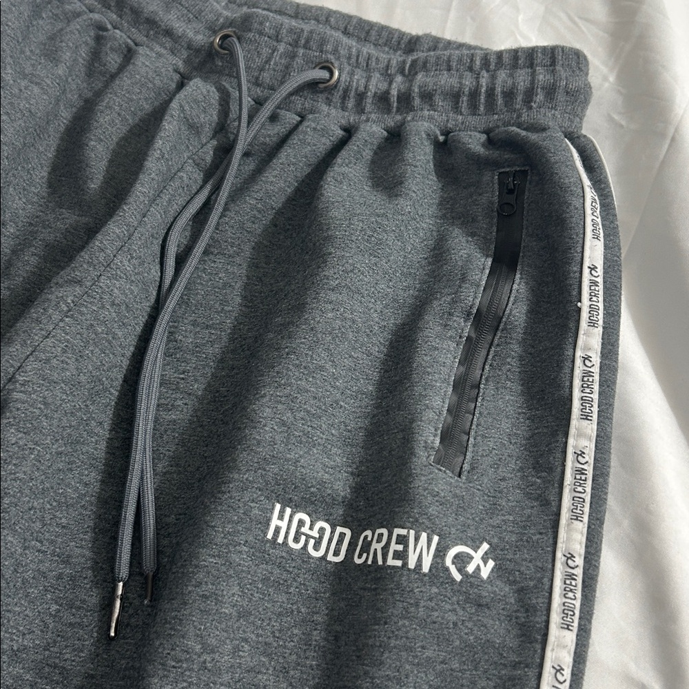 Hood Crew Men’s Gray Drawstring Sweatpants with Back Pocket, 2 Front Zip. XL - Picture 2 of 7